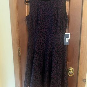 Tommy Hilfiger Black and Dark Purple Midi Dress